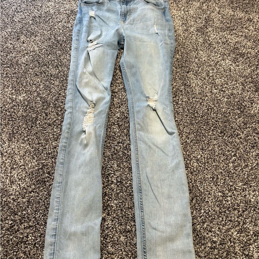 Hollister Light Blue Ripped Skinny Jeans woman’s size 3R 26/30 high rise
